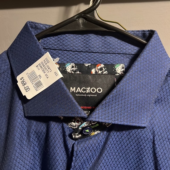 Maceoo Asian Dress shirt, long sleeve. Einstein Scale Blue size 6/ 2XL. - Picture 3 of 4